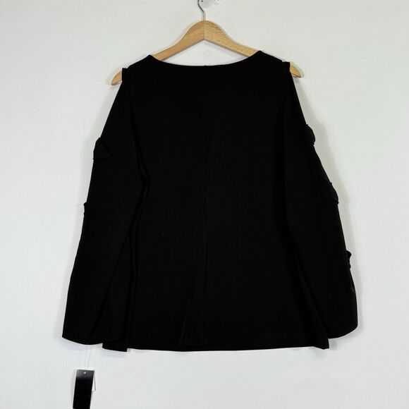 Badgley Mischka Studio Black Cold Shoulder Pearl Shirt Top Women's Large NEW NWT - Picture 5 of 7